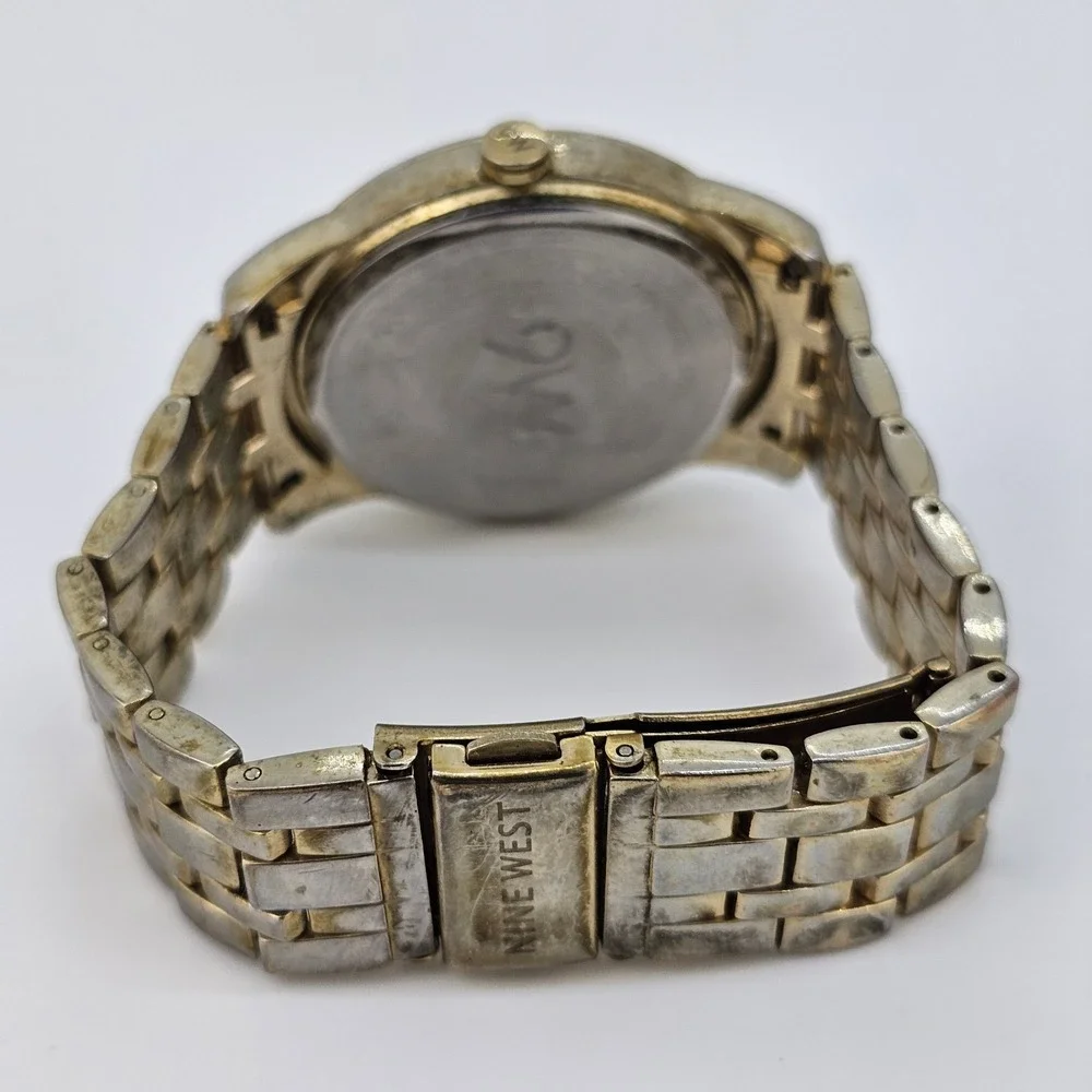 Nine West Women's Watch 40MM Gold Dial‎ Gold Bracelet Band 6